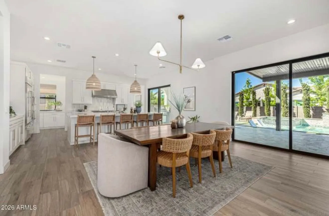 Clean open kitchen and dining space after service