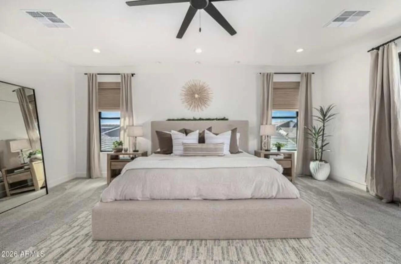 Clean bedroom after residential cleaning
