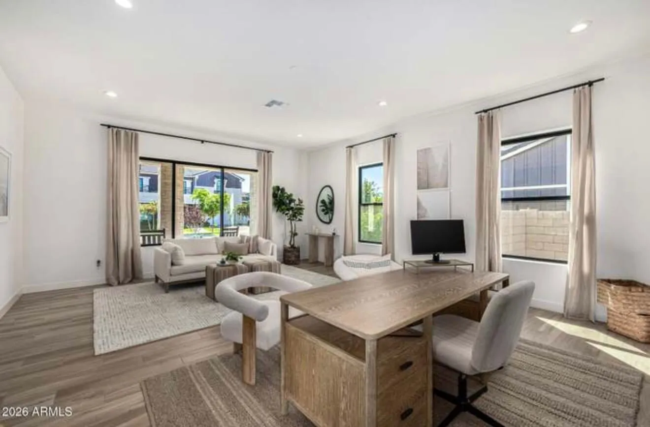 Clean home office and sitting area after service