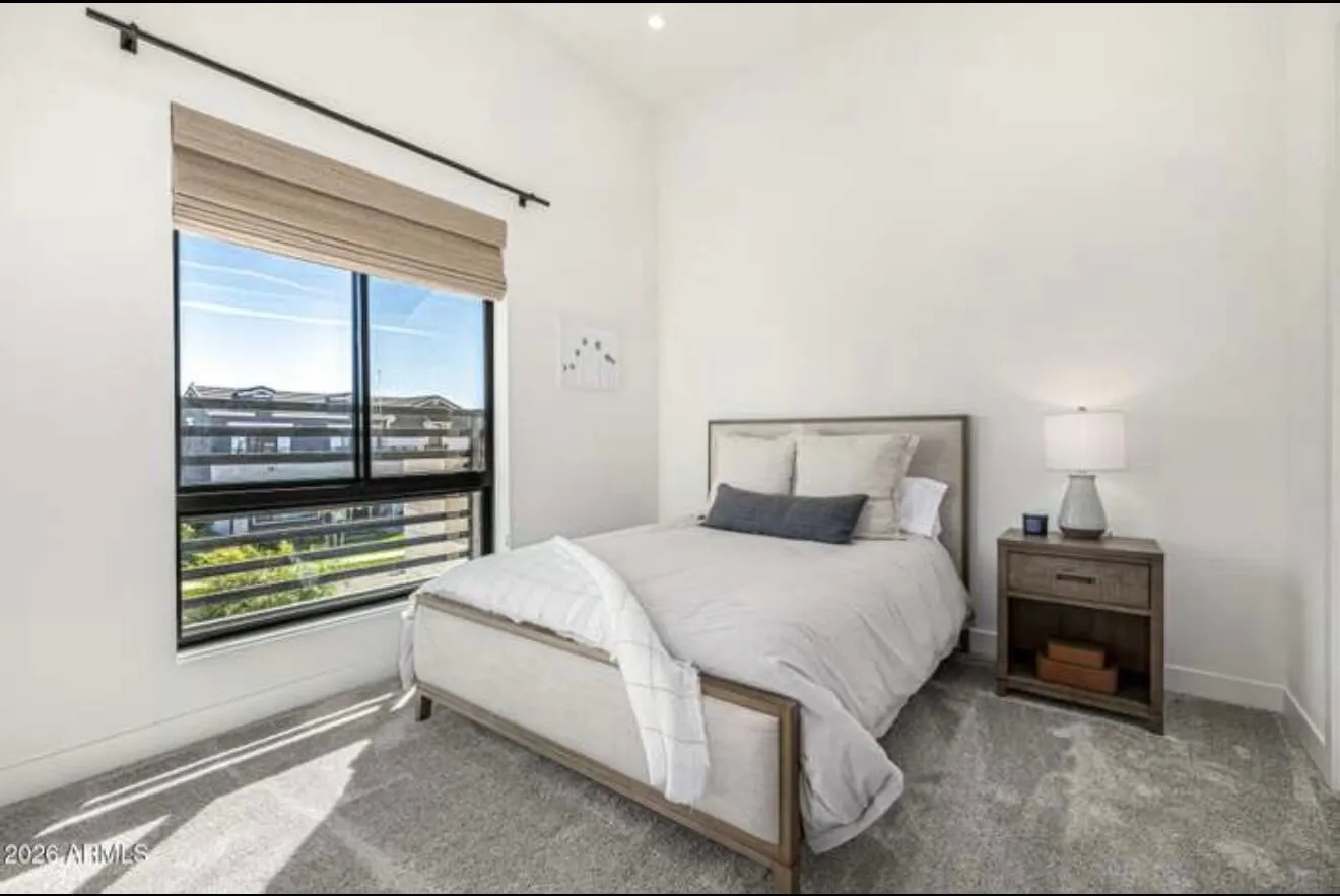 Bedroom cleaned and staged after residential cleaning
