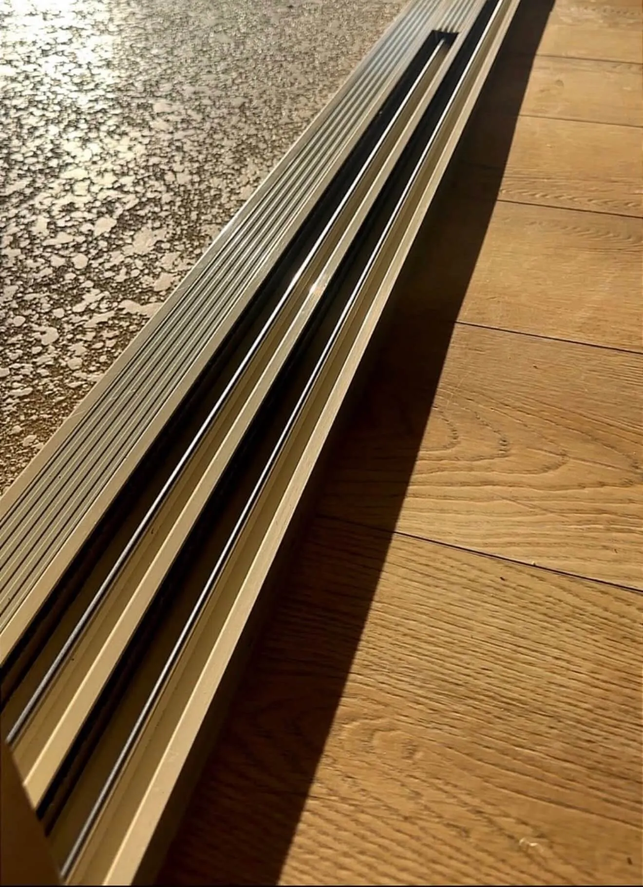 Sliding door track after detailed cleaning